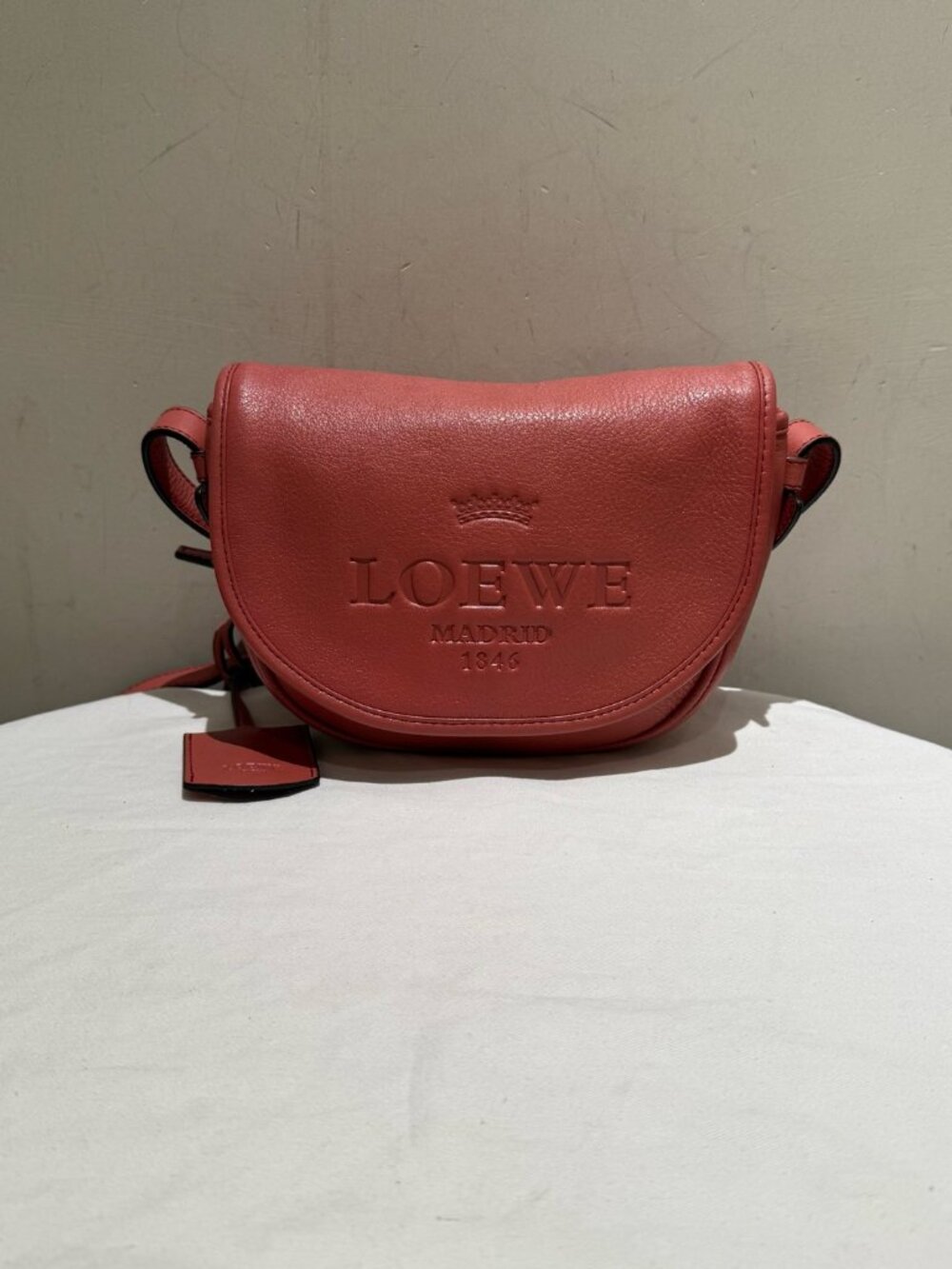 Loewe Heritage Brick‑Red Calfskin Saddle‑Style Crossbody Bag